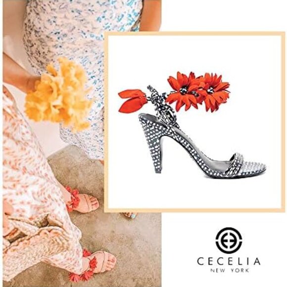 Cecelia New York Sonah Print Red Flower Heels, NIB 9 - Picture 3 of 4
